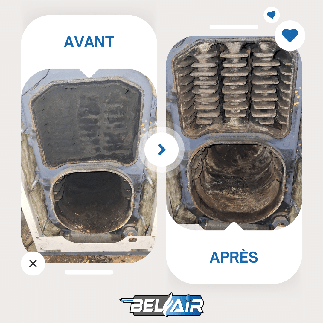Avant Après entretien chaudière une intervention BEL’AIR à Montbéliard